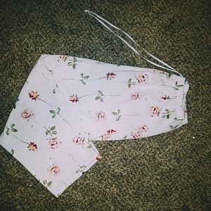 Silky rose pattern lounge pants